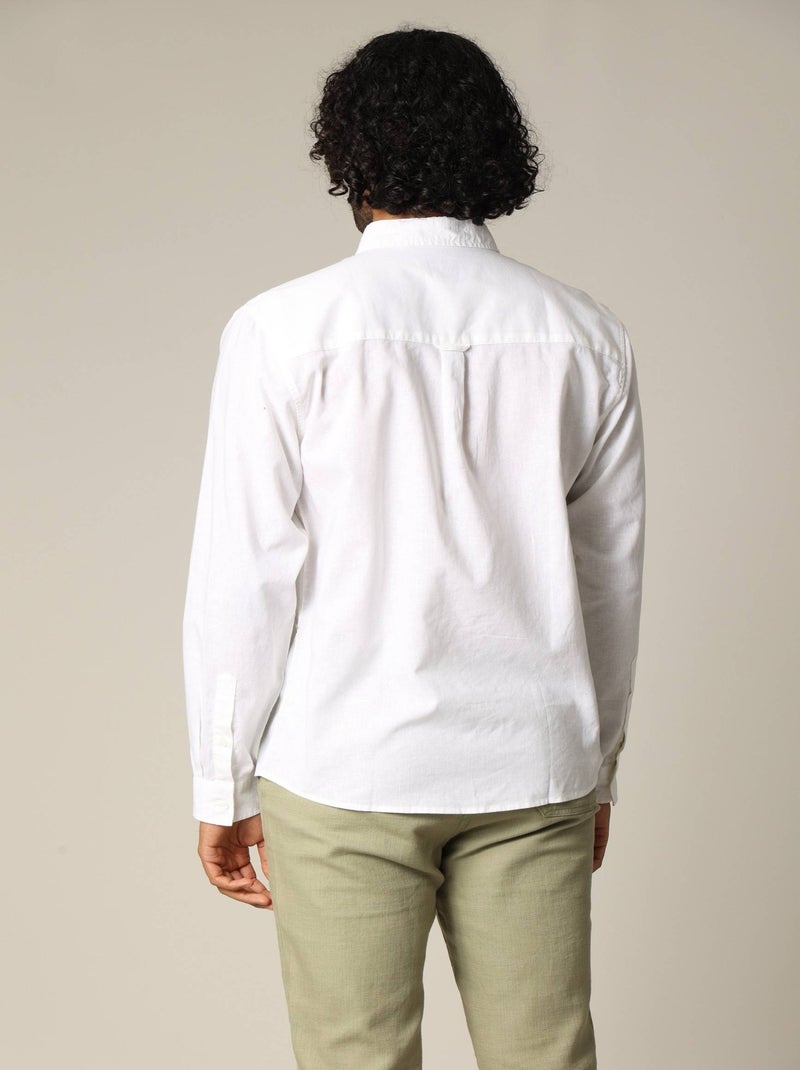 Chemise unie classique en lin avec manches longues et boutons 'Deeluxe' Blanc - Kiabi