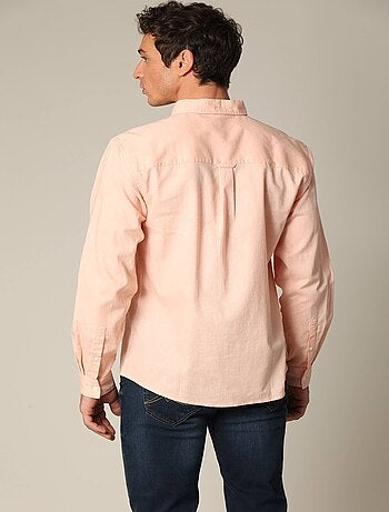 Chemise unie classique en lin avec manches longues et boutons 'Deeluxe'