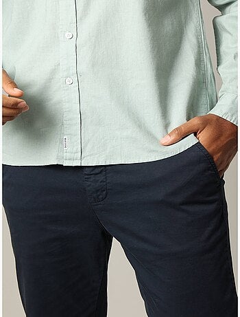 Chemise unie classique en lin avec manches longues et boutons 'Deeluxe'