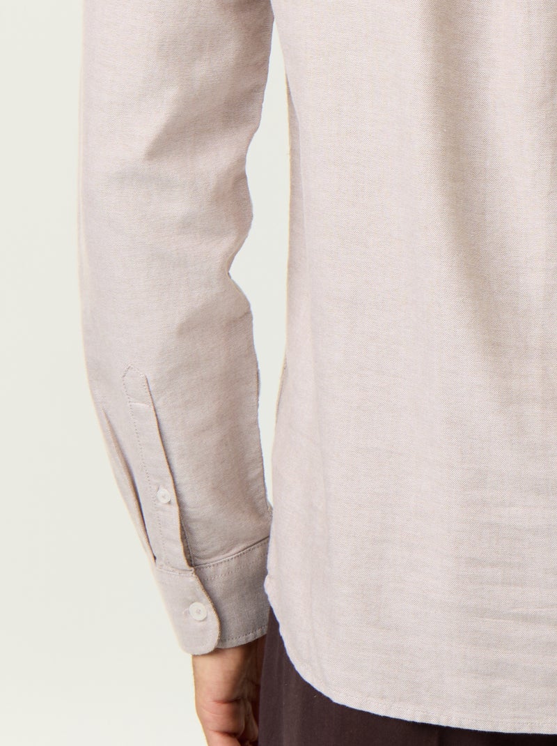 Chemise unie col mao Beige - Kiabi