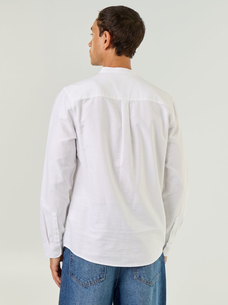 Chemise unie col mao Blanc - Kiabi