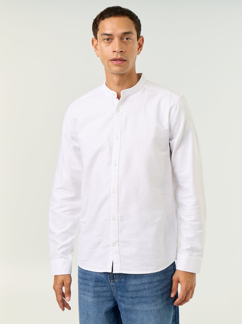 Chemise unie col mao Blanc - Kiabi