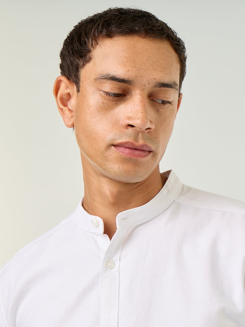 Chemise unie col mao Blanc - Kiabi