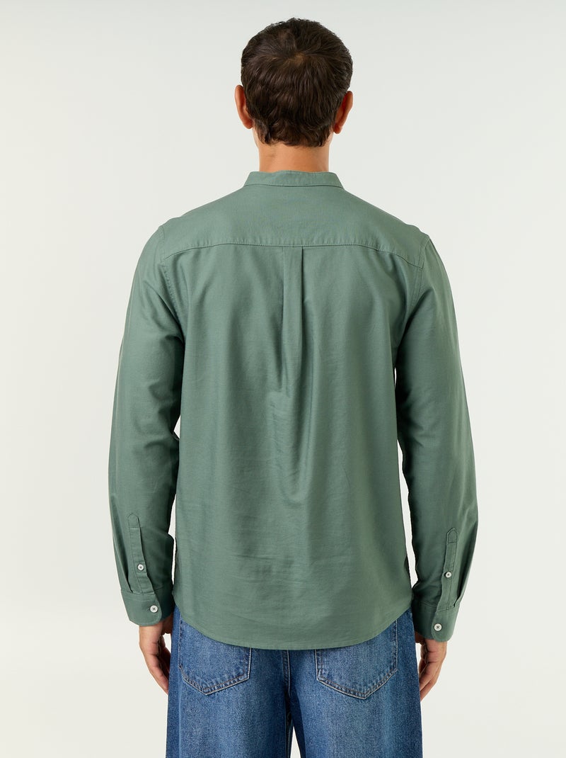 Chemise unie col mao Vert - Kiabi