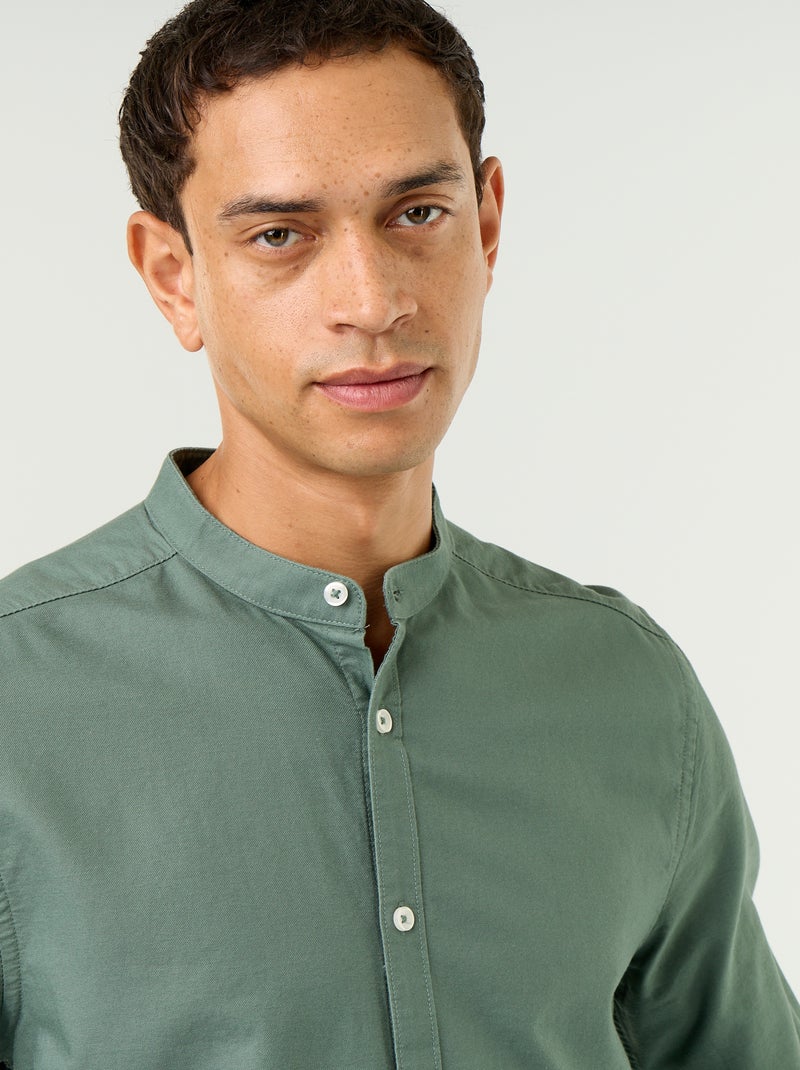 Chemise unie col mao Vert - Kiabi