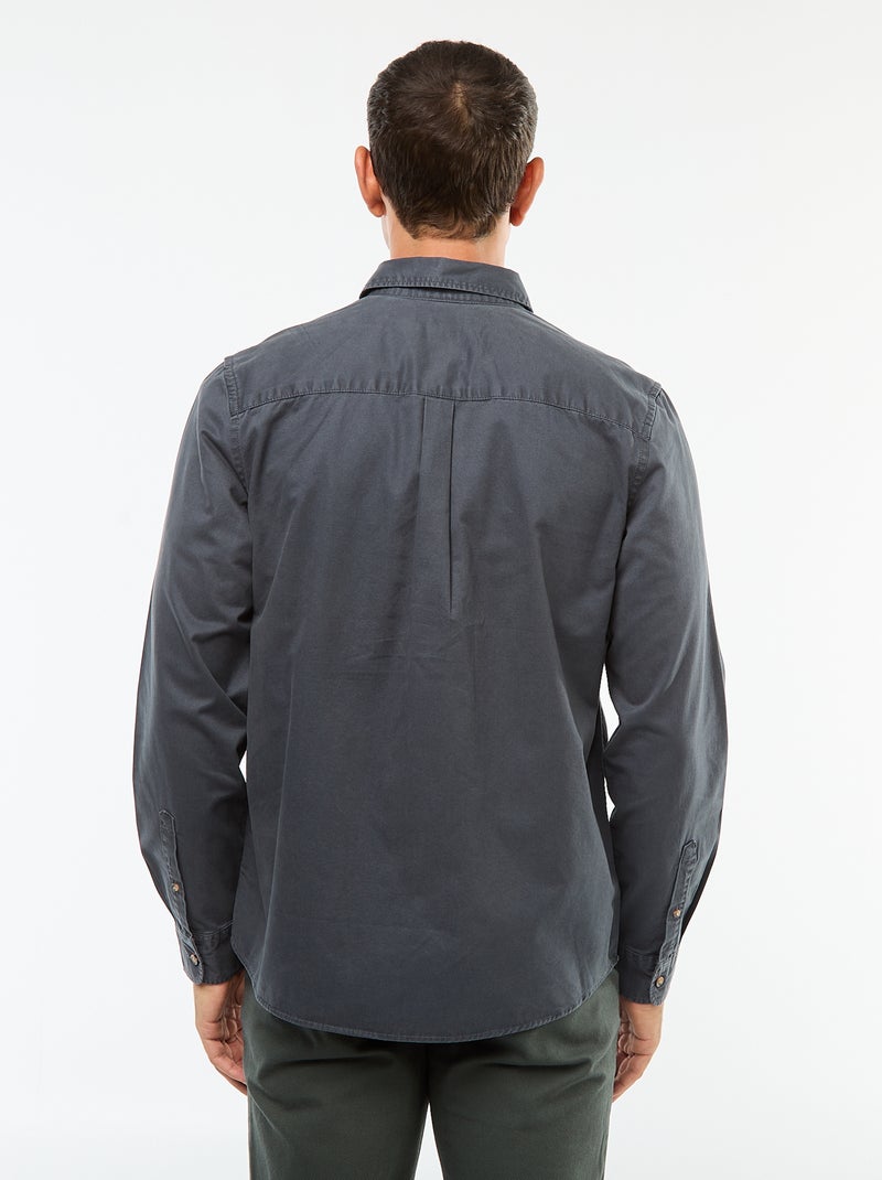 Chemise unie coupe droite / Regular fit Bleu - Kiabi