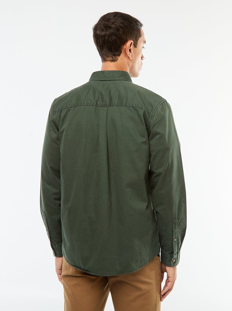 Chemise unie coupe droite / Regular fit Kaki - Kiabi