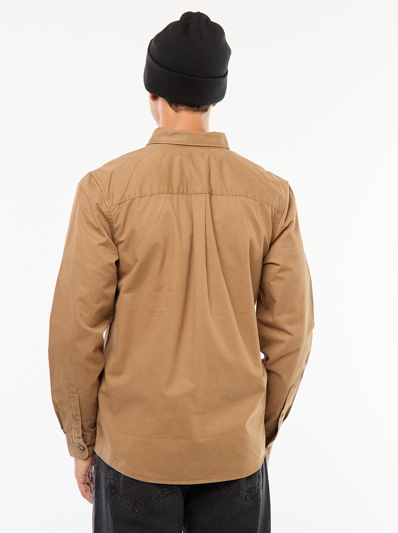 Chemise unie coupe droite / Regular fit Marron - Kiabi