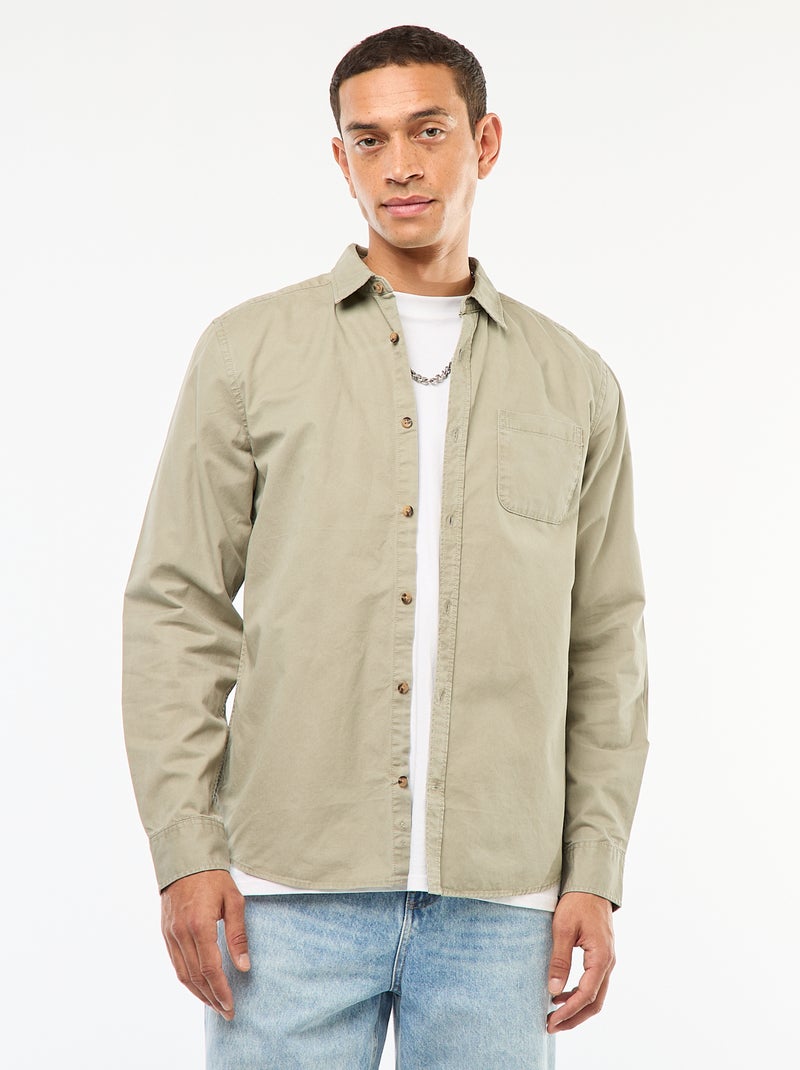 Chemise unie coupe droite / Regular fit Vert - Kiabi
