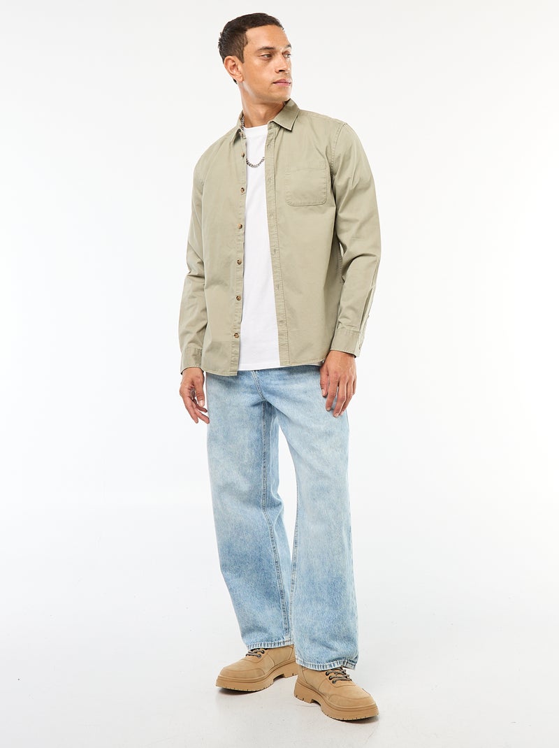 Chemise unie coupe droite / Regular fit Vert - Kiabi