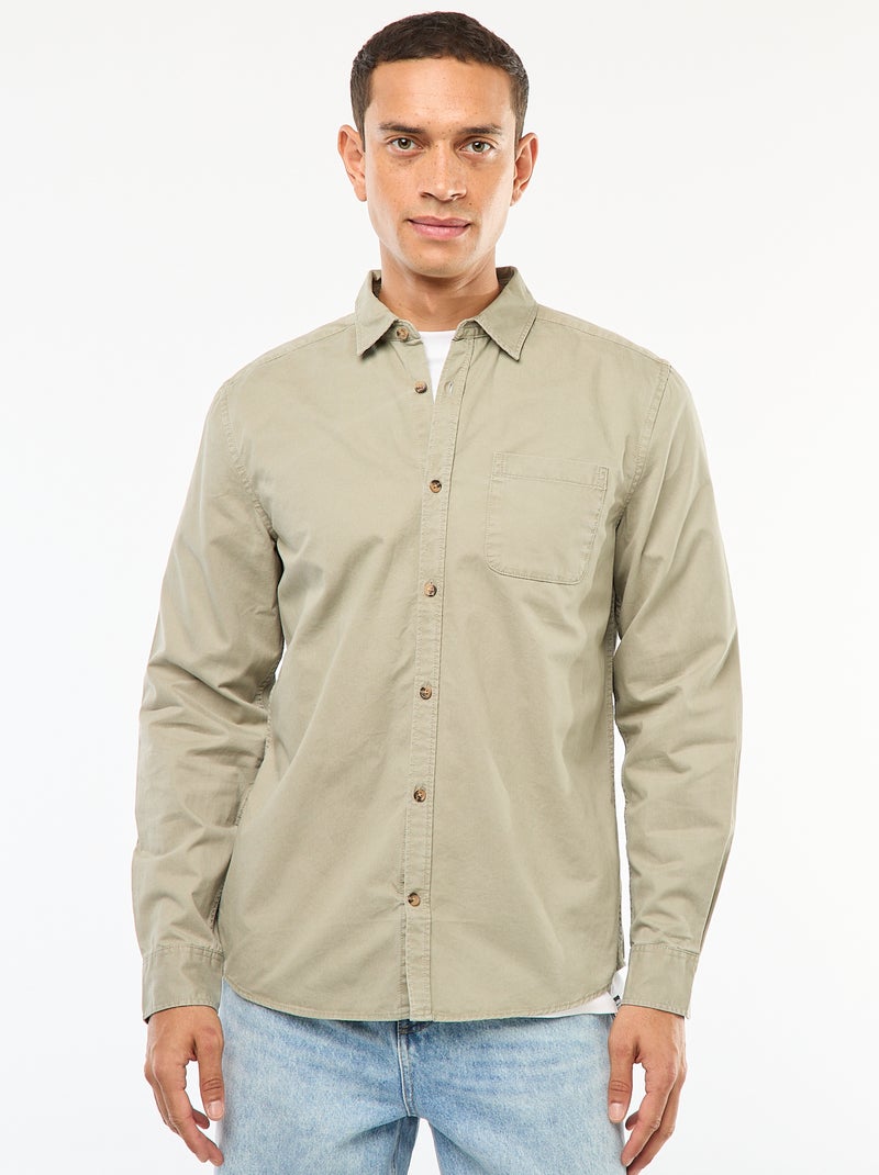 Chemise unie coupe droite / Regular fit Vert - Kiabi
