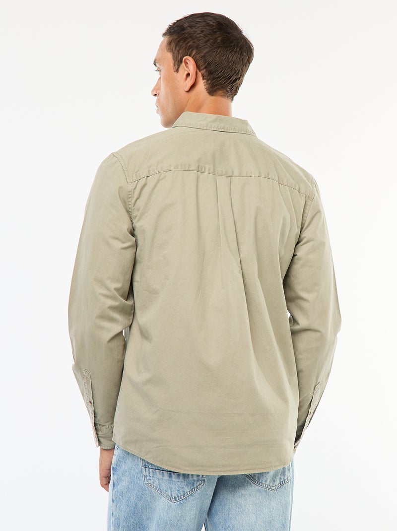Chemise unie coupe droite / Regular fit Vert - Kiabi