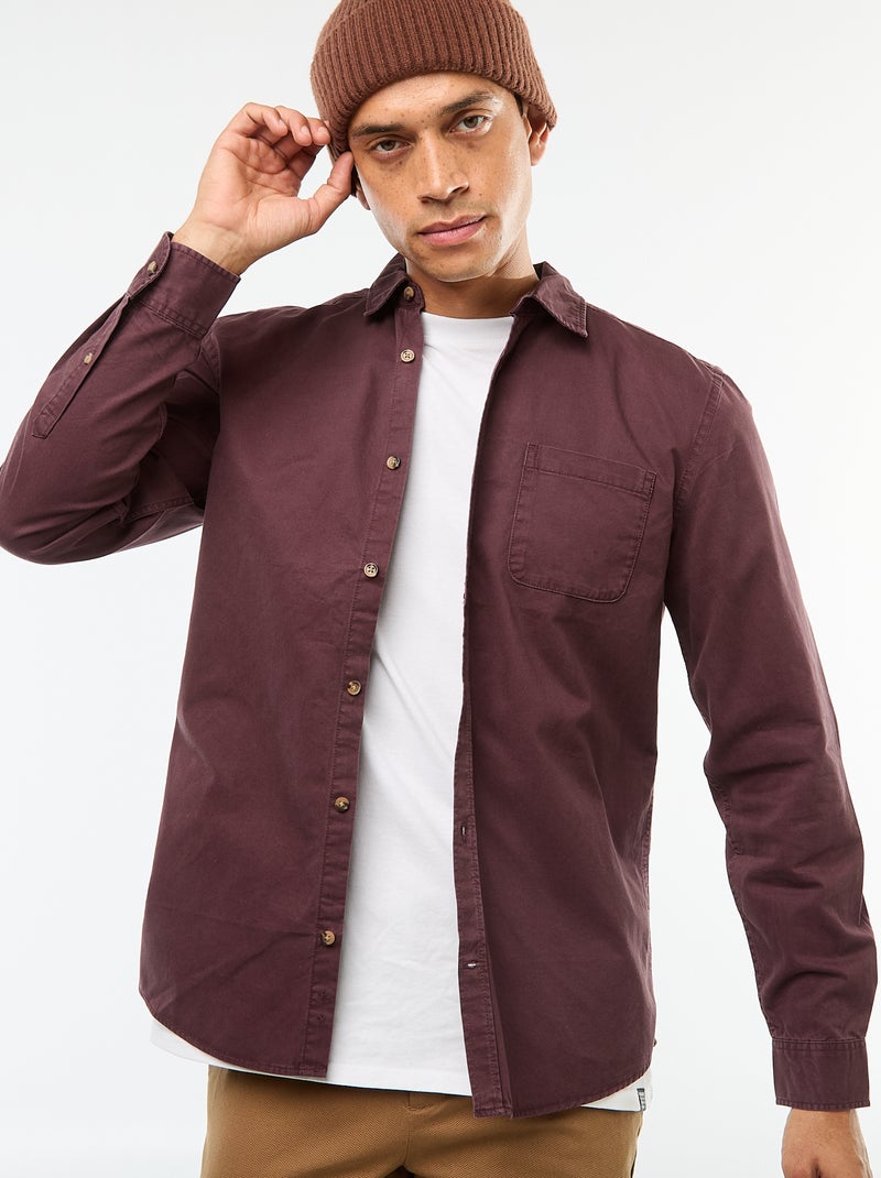 Chemise unie coupe droite / Regular fit Violet - Kiabi