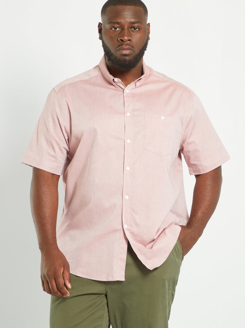 Chemise unie en coton Rose - Kiabi