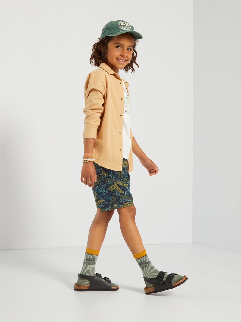 Chemise unie en flanelle Beige - Kiabi