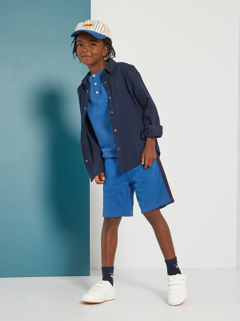 Chemise unie en flanelle bleu marine - Kiabi