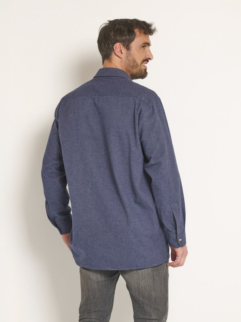 Chemise unie en flanelle chaude Bleu marine - Kiabi