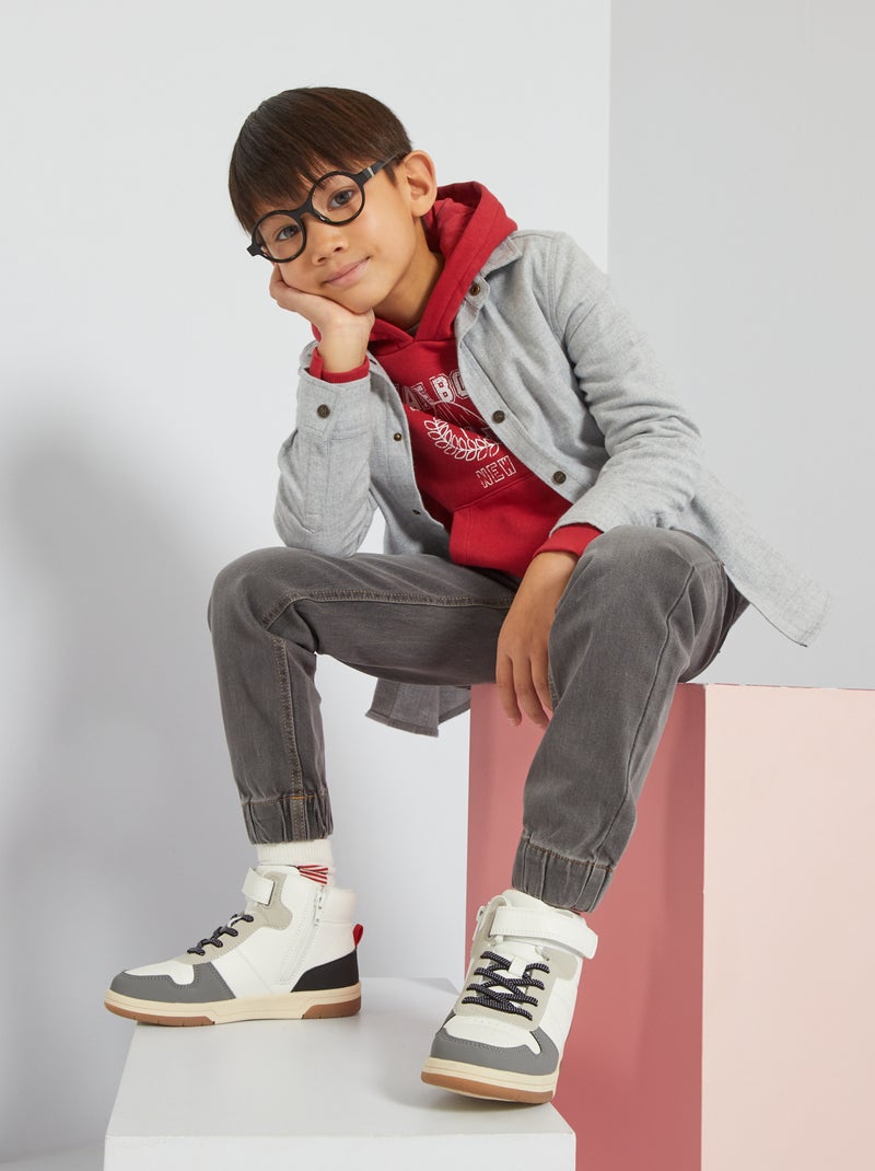 Chemise unie en flanelle Gris - Kiabi