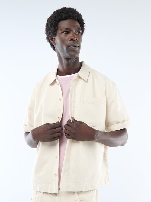 Chemise unie en jean à manches courtes - Kiabi