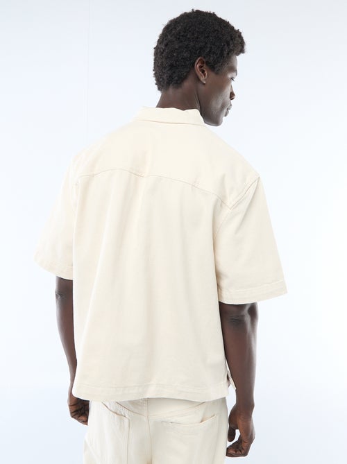 Chemise unie en jean à manches courtes - Kiabi