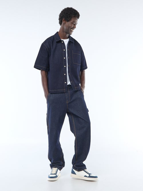Chemise unie en jean à manches courtes - Kiabi