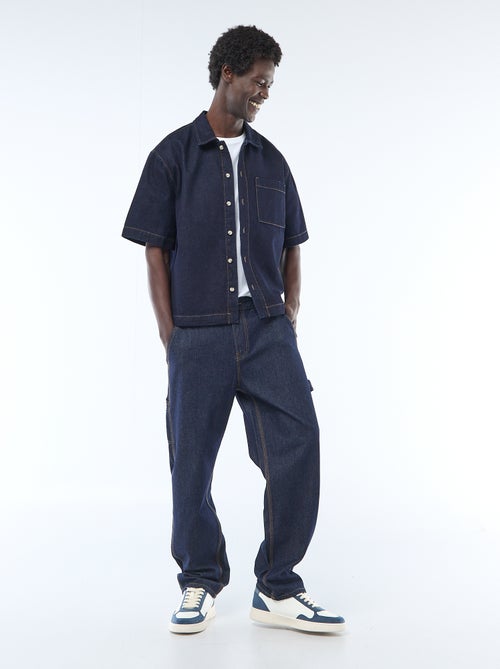 Chemise unie en jean à manches courtes - Kiabi