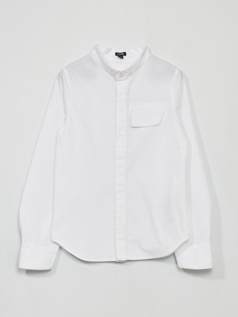Chemise unie en popeline blanc - Kiabi