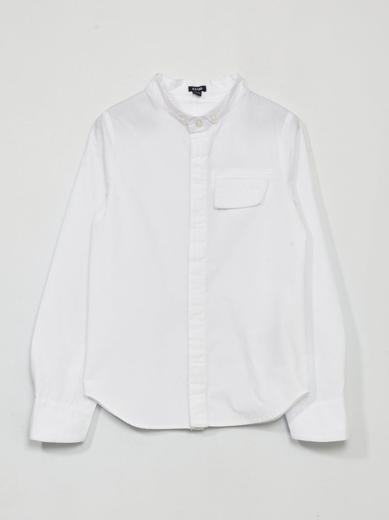 Chemise unie en popeline blanc - Kiabi