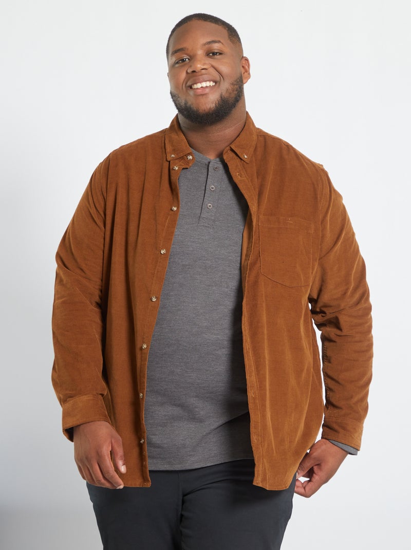 Chemise unie en velours Orange - Kiabi