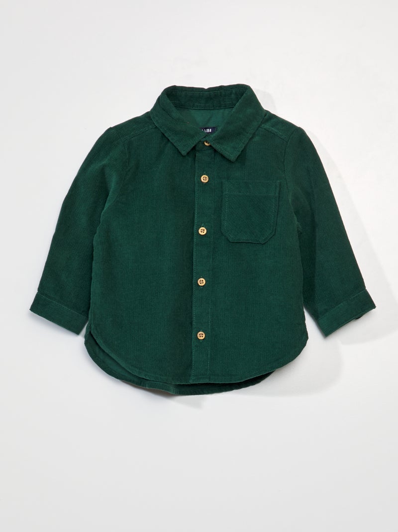 Chemise unie en velours Vert - Kiabi