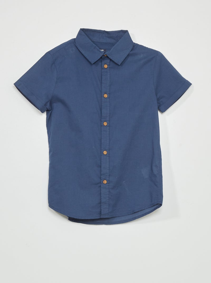 Chemise unie en voile de coton Bleu marine - Kiabi