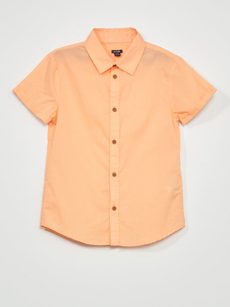 Chemise unie en voile de coton Orange - Kiabi