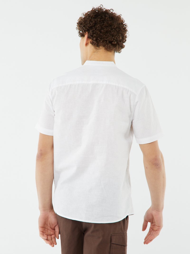 Chemise unie manches courtes col mao blanc - Kiabi