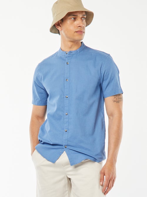 Chemise unie manches courtes col mao - Kiabi