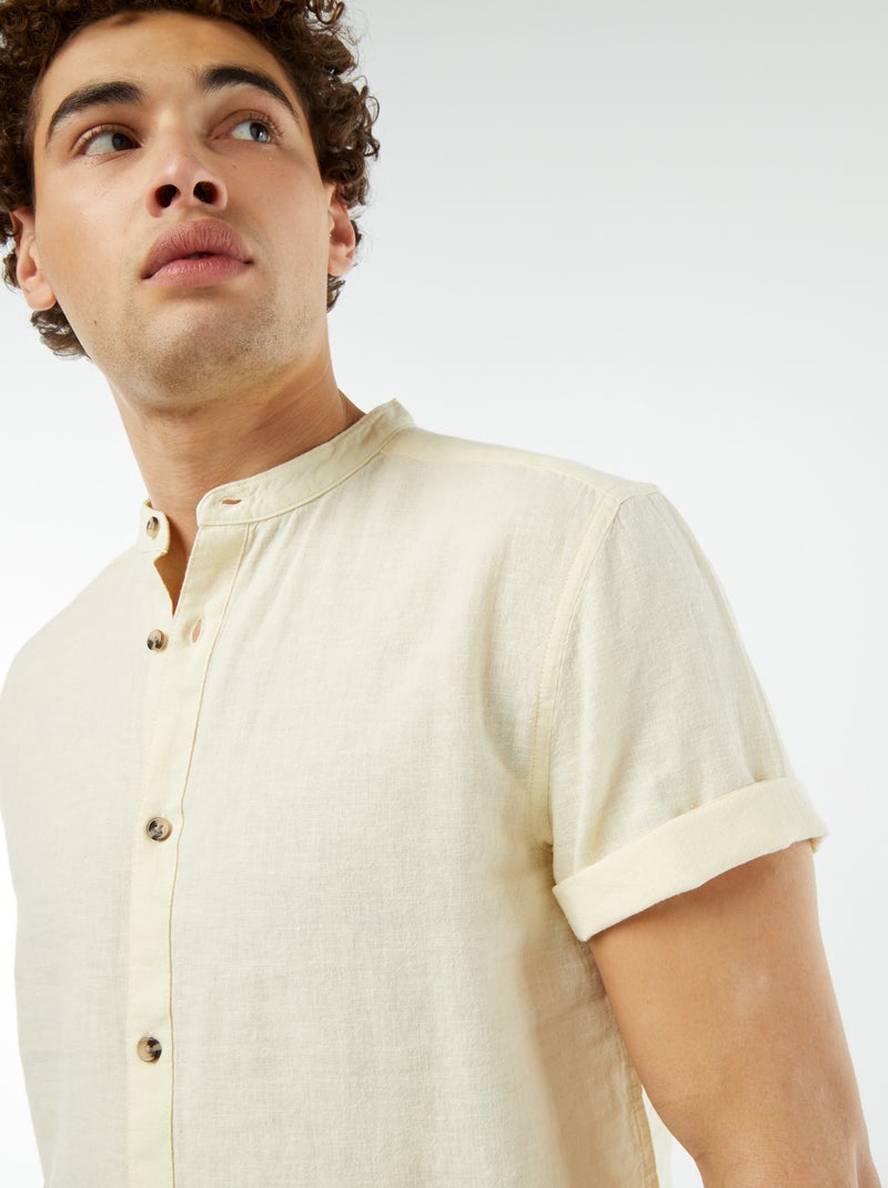 Homme Chemise En Coton Et Lin,T-Shirt à Manches Courtes Slim Fit Col V Tee Shirt Tops Mode Casual Plage Chemise Rétro Chic Haut D'été Couleur Unie Décontracté Chemisier Tops Sweatshirt S