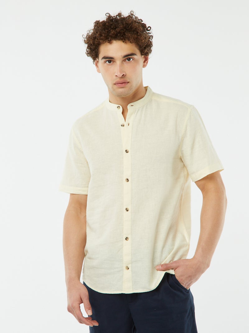 Chemise Homme Ugholin En Coton - Manches Courtes, Col Boutonné, Blanc, Coupe Régulière, Neuve