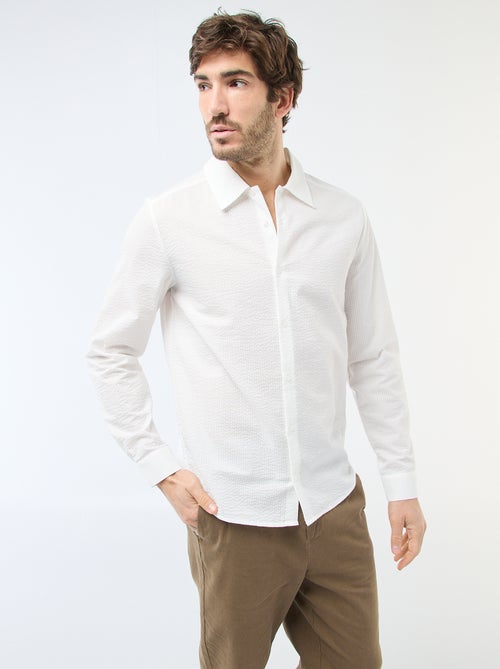 Chemise unie matière gaufrée - Kiabi