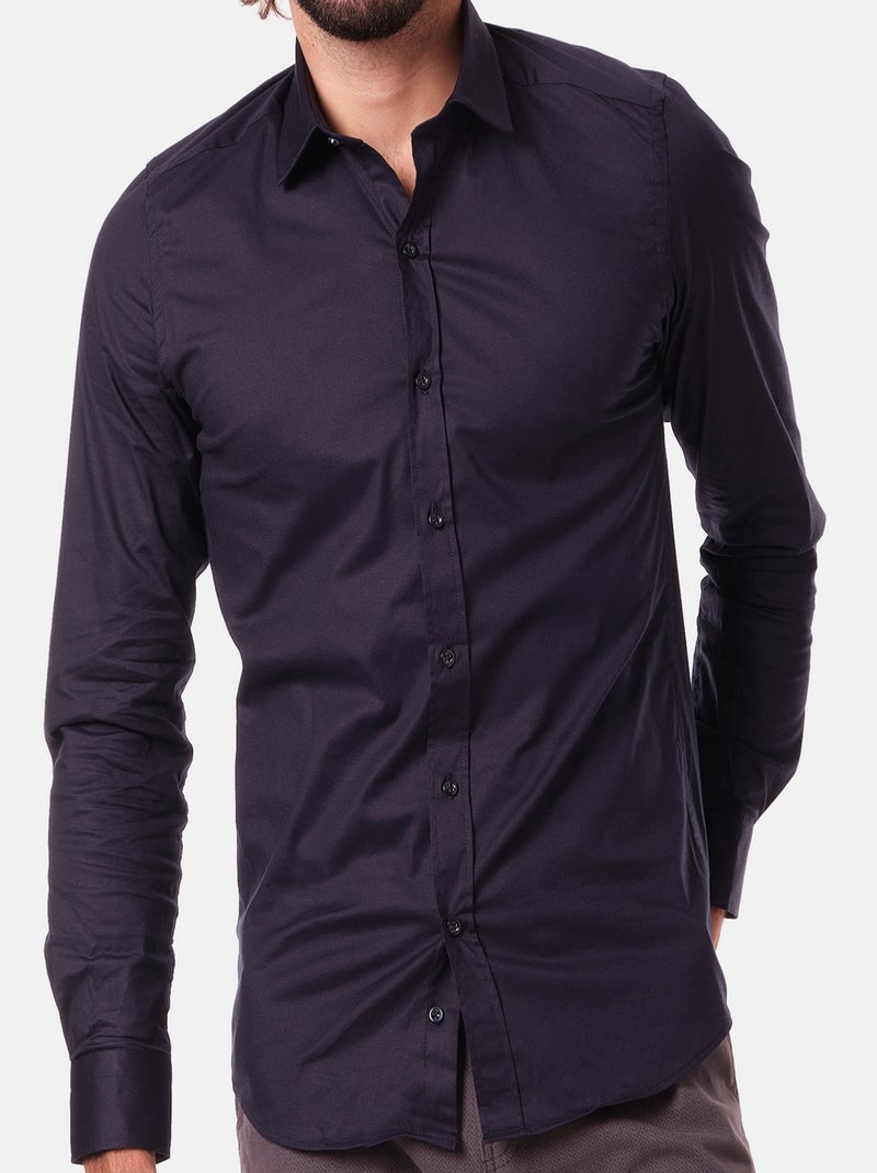 Chemise unie pour homme Bleu nuit - Kiabi