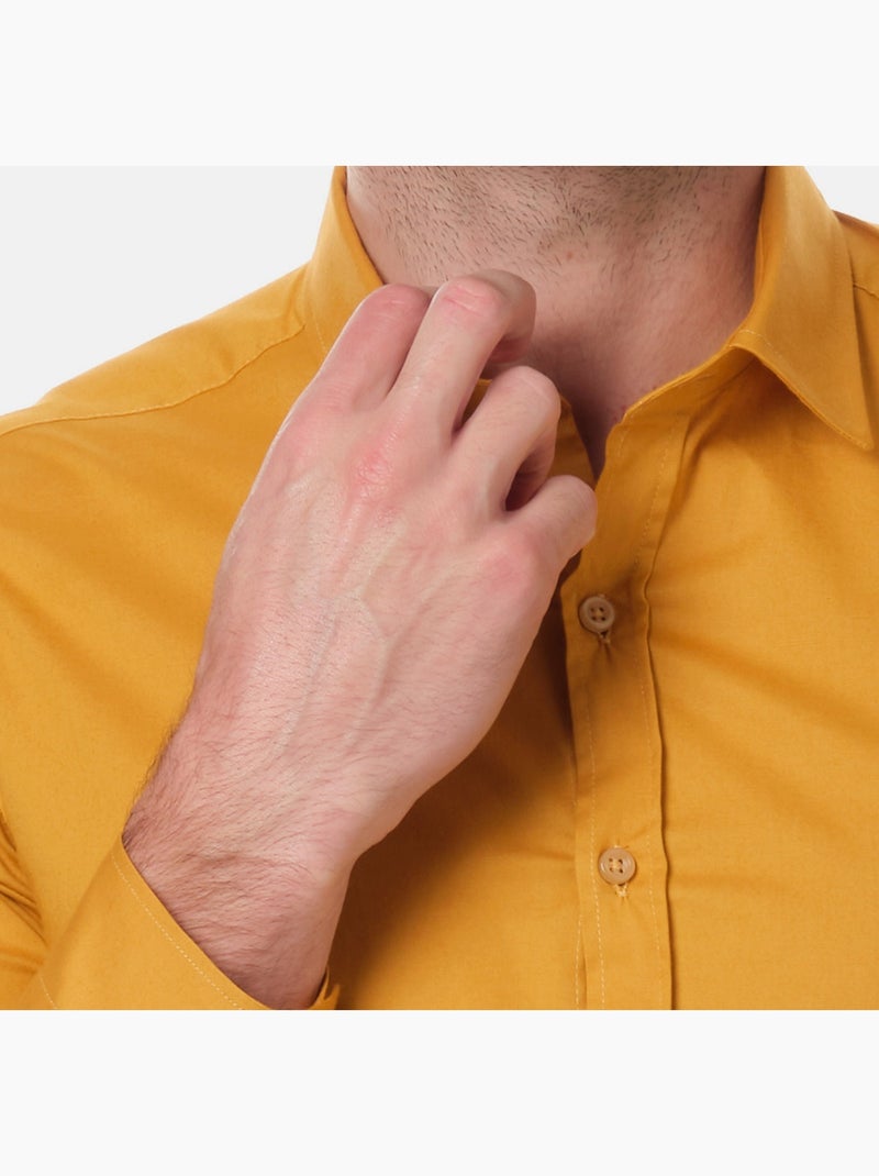 Chemise unie pour homme Moutarde - Kiabi
