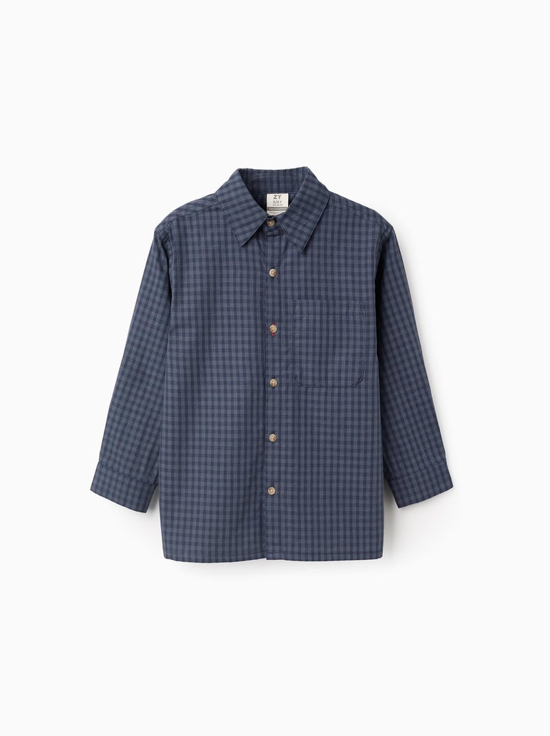 Chemise Vichy avec Poche Bleu foncé - Kiabi
