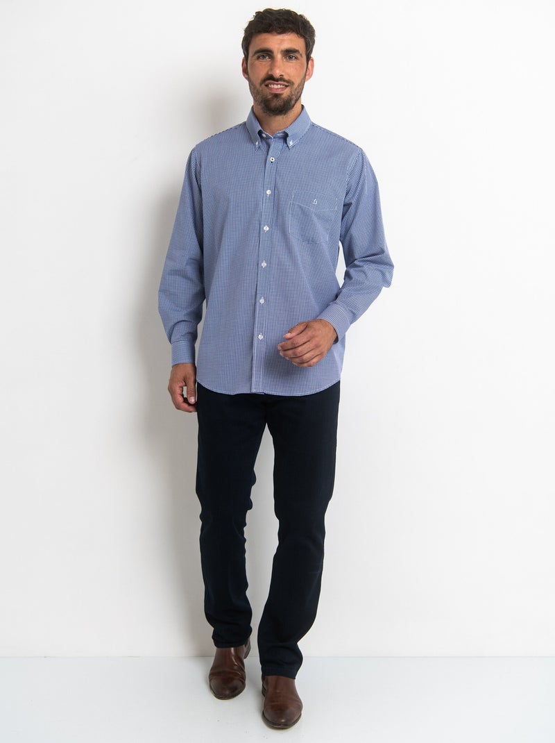 Chemise vichy homme manches longues Bleu - Kiabi