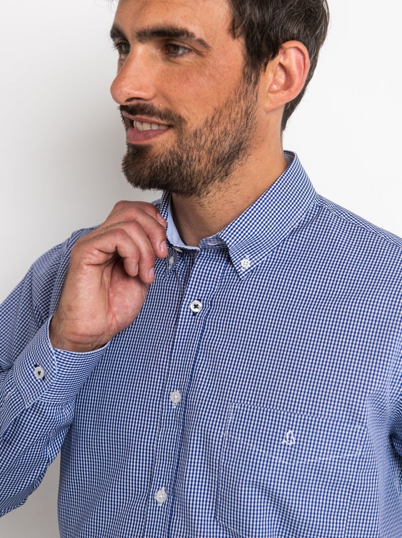 Chemise vichy homme manches longues Bleu - Kiabi