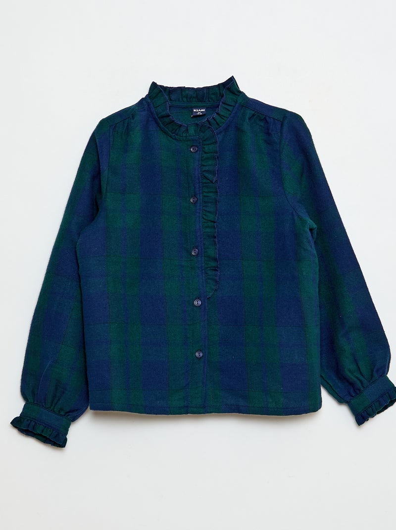 Chemise victorienne à carreaux Vert Fille Kiabi