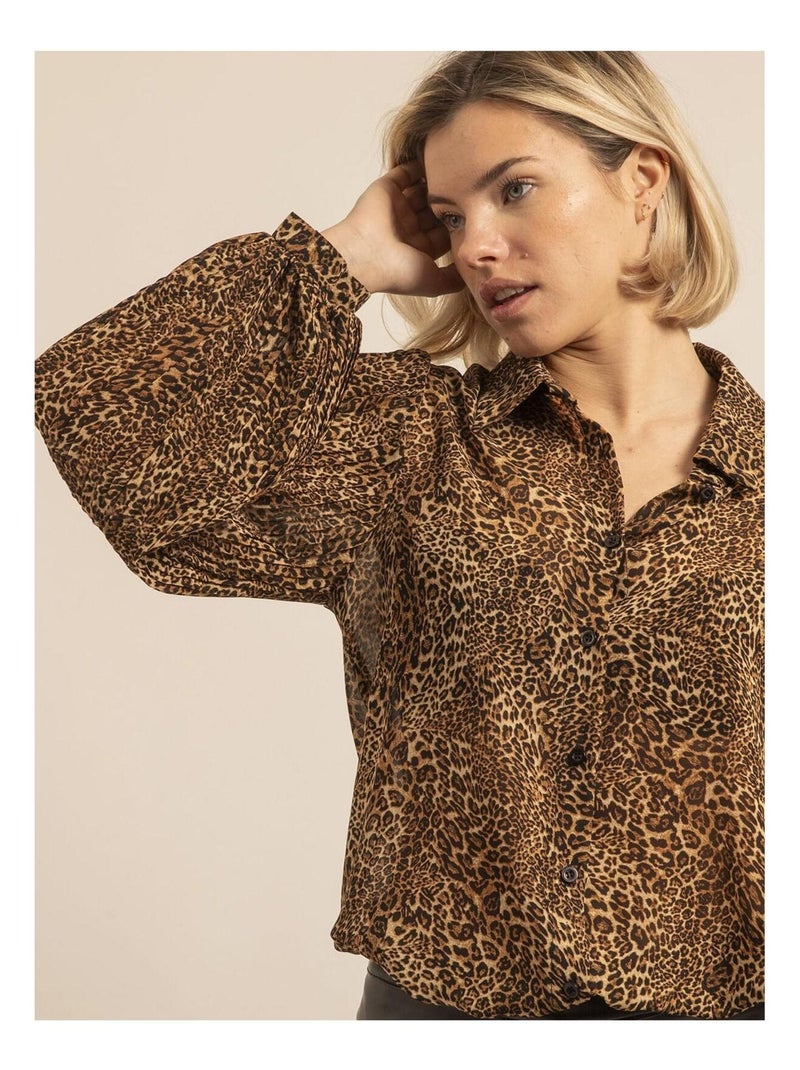 Chemise voile motifs OKACHA Marron - Kiabi