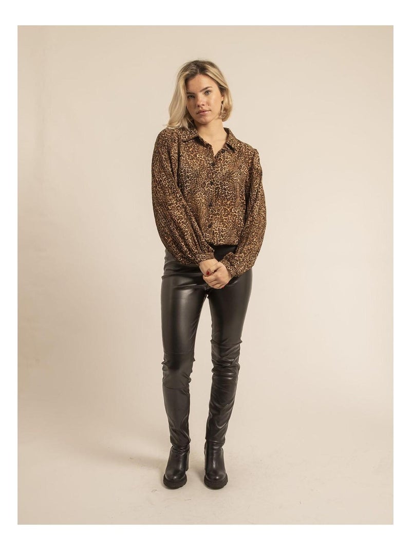 Chemise voile motifs OKACHA Marron - Kiabi