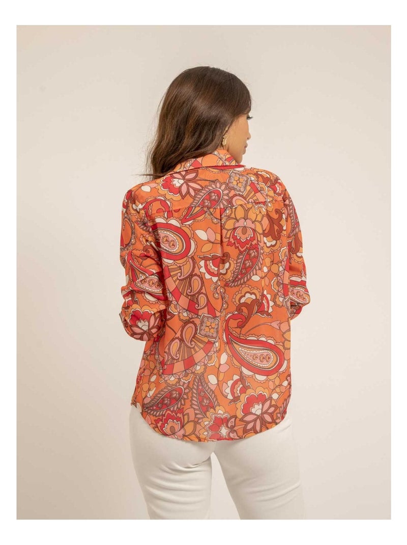 Chemise voile motifs ONICHI Orange - Kiabi