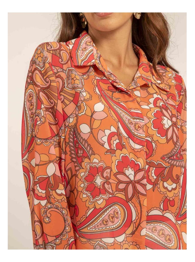 Chemise voile motifs ONICHI Orange - Kiabi