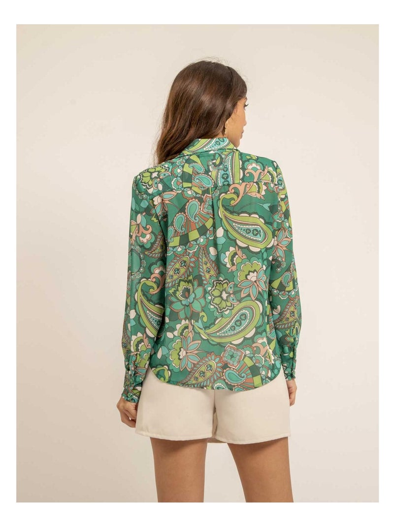 Chemise voile motifs ONICHI Vert - Kiabi