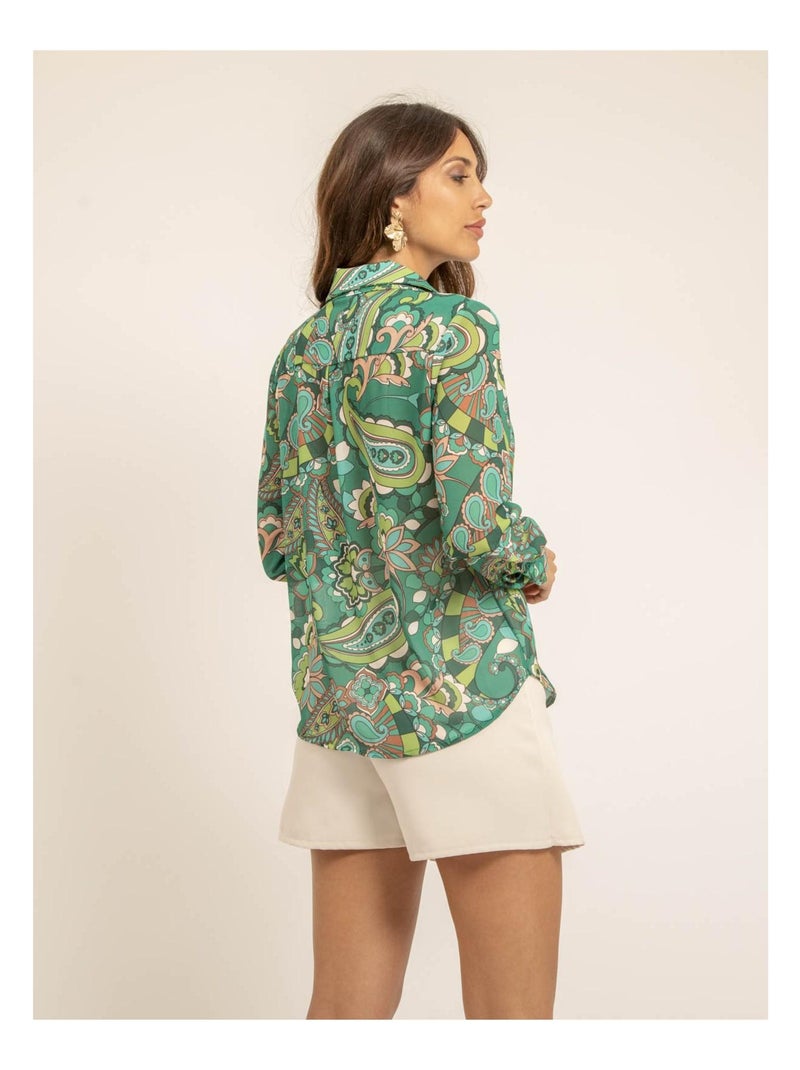 Chemise voile motifs ONICHI Vert - Kiabi