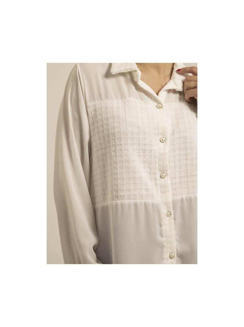 Chemise voile tweed ORENZA Blanc - Kiabi